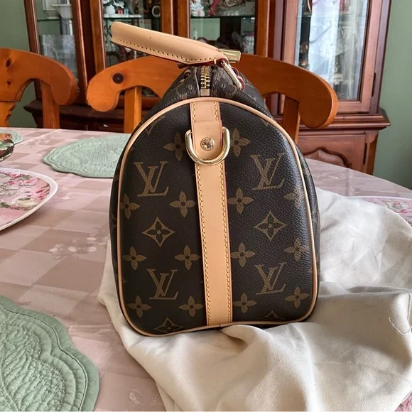 Brown Monogram Satchel, size 25 with natural Vacchetta leather. - Picture 6 of 14